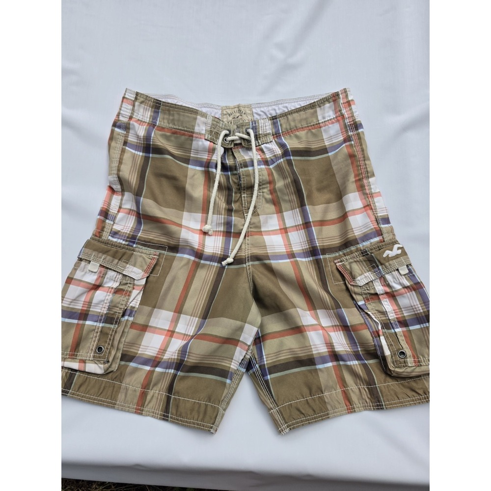Y2K Hollister California Plaid Cargo Board Shorts Men XL Surf Skate Beach Swim